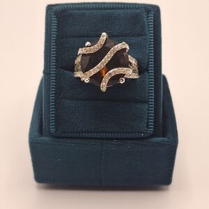 Smoky Brown Crystal Statement Ring | Made with Swarovski Crystal | Size 7